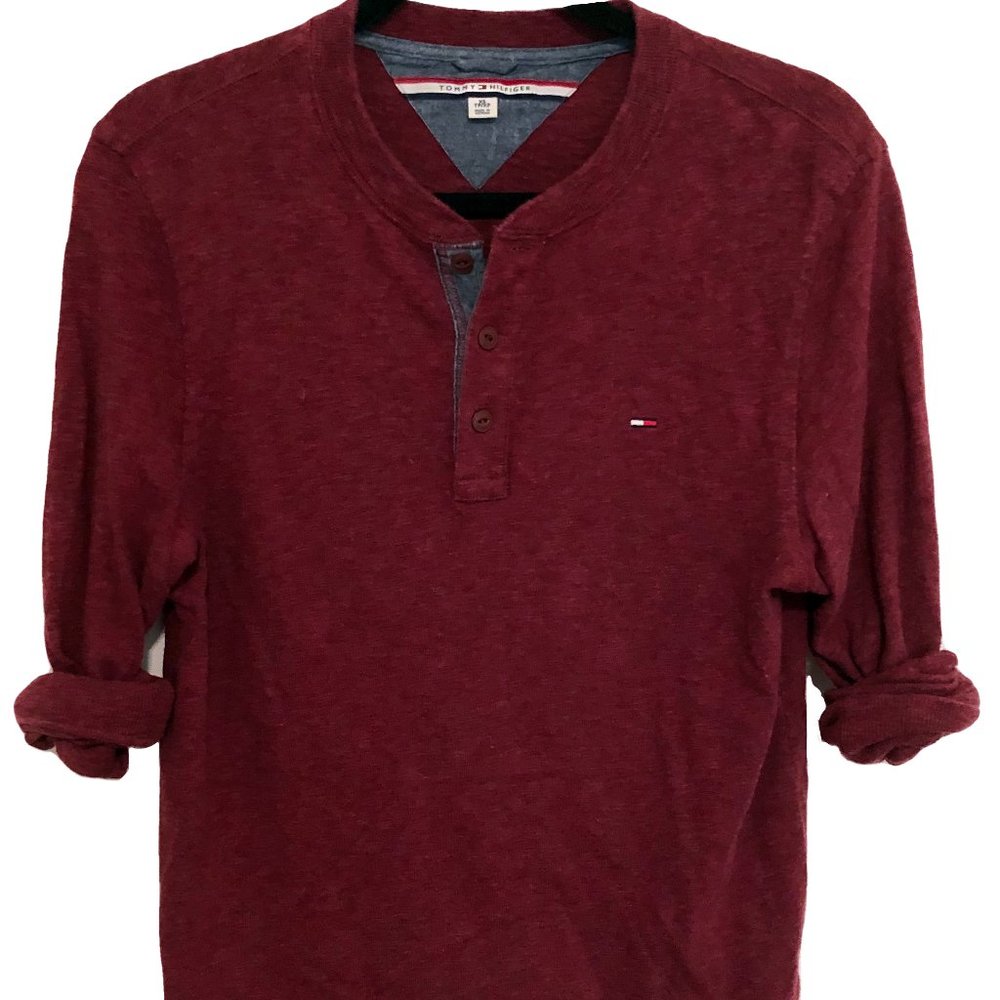 SALE XS Tommy Hilfiger Red Henley Sweater